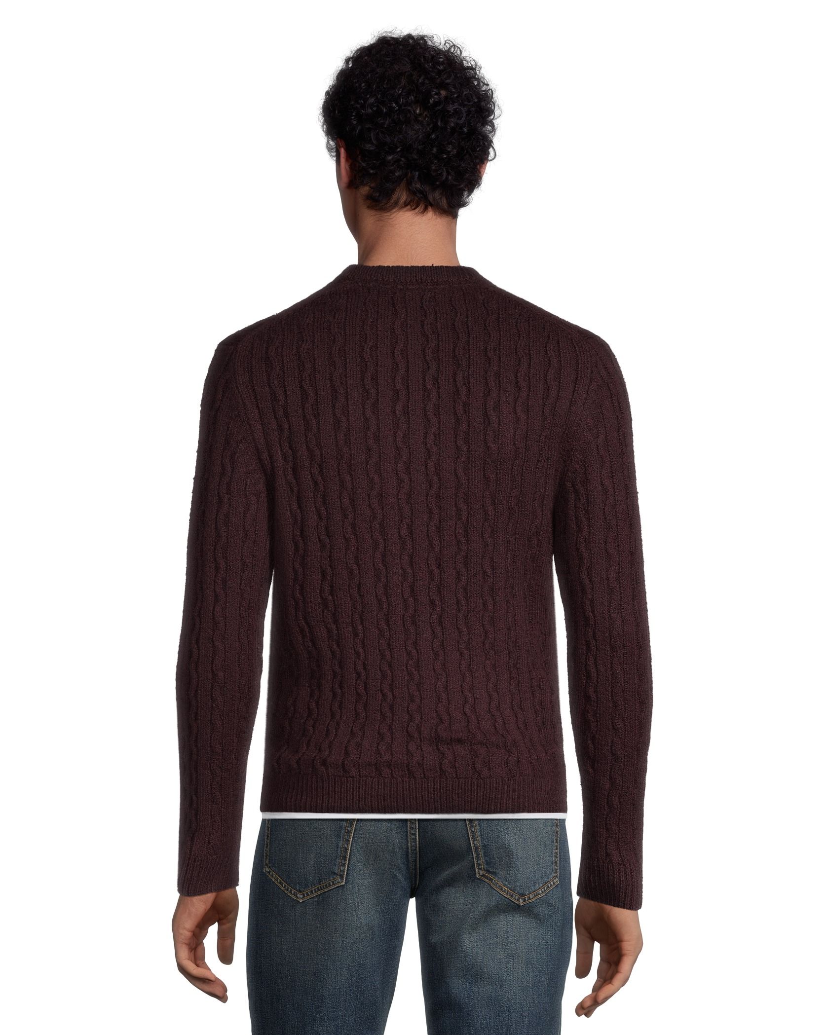 Denver Hayes Men's Cable Stitch Crewneck Sweater