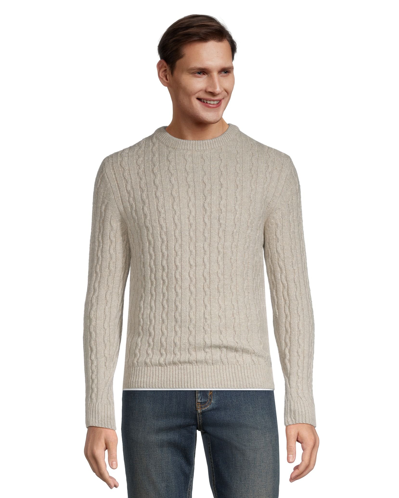 Denver Hayes Men's Cable Stitch Crewneck Sweater | Marks