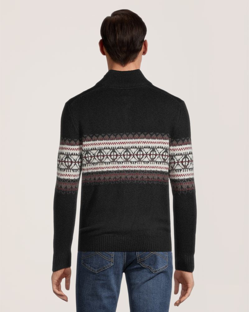 WindRiver Men's Heritage Fairisle Pattern Quarter Close Mock Neck Sweater