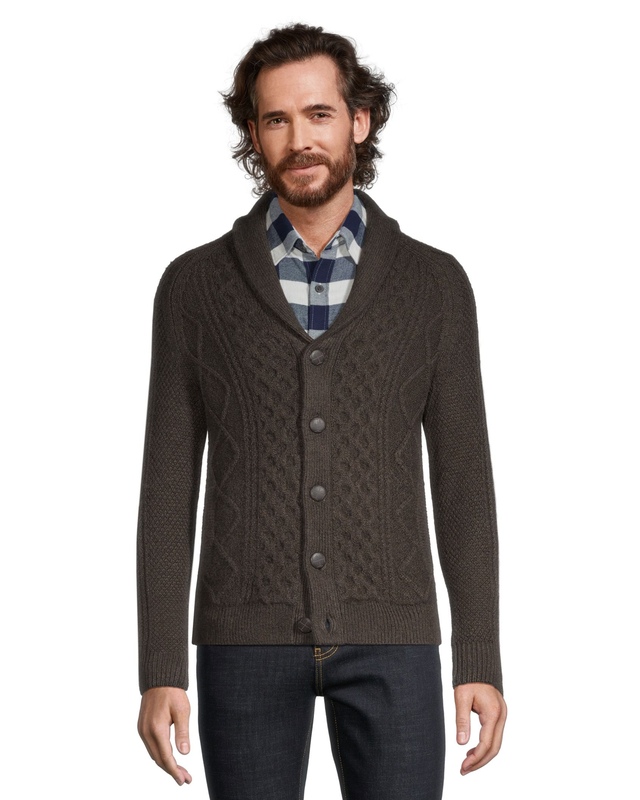 WindRiver Men's Heritage Button Down Shawl Cardigan Sweater