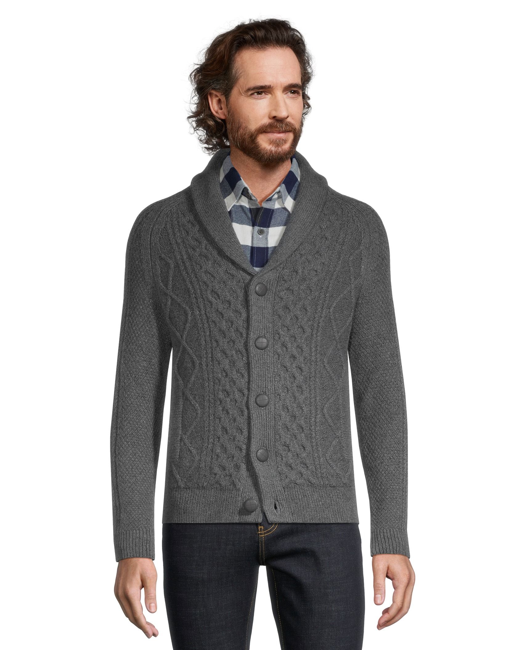 Windriver Men s Heritage Button Down Shawl Cardigan Sweater Marks