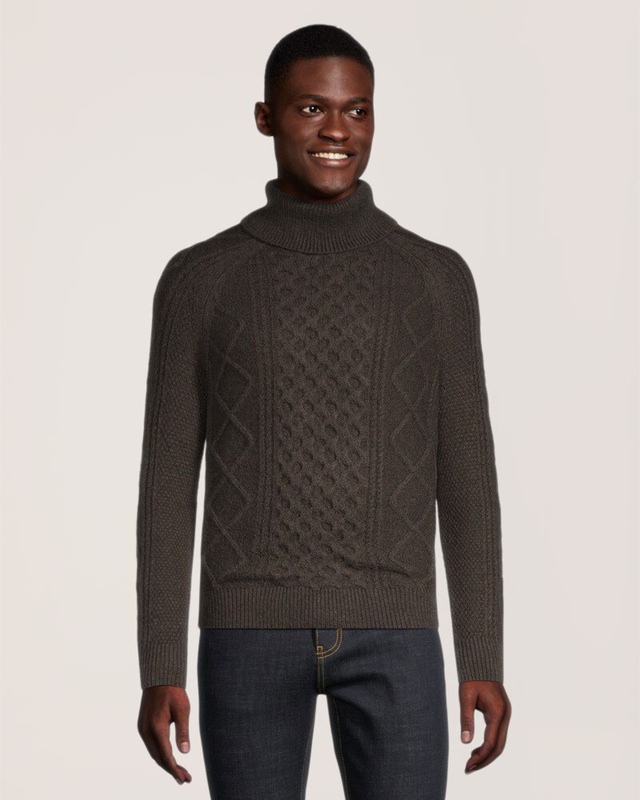 WindRiver Men's Heritage Cable Turtleneck Sweater
