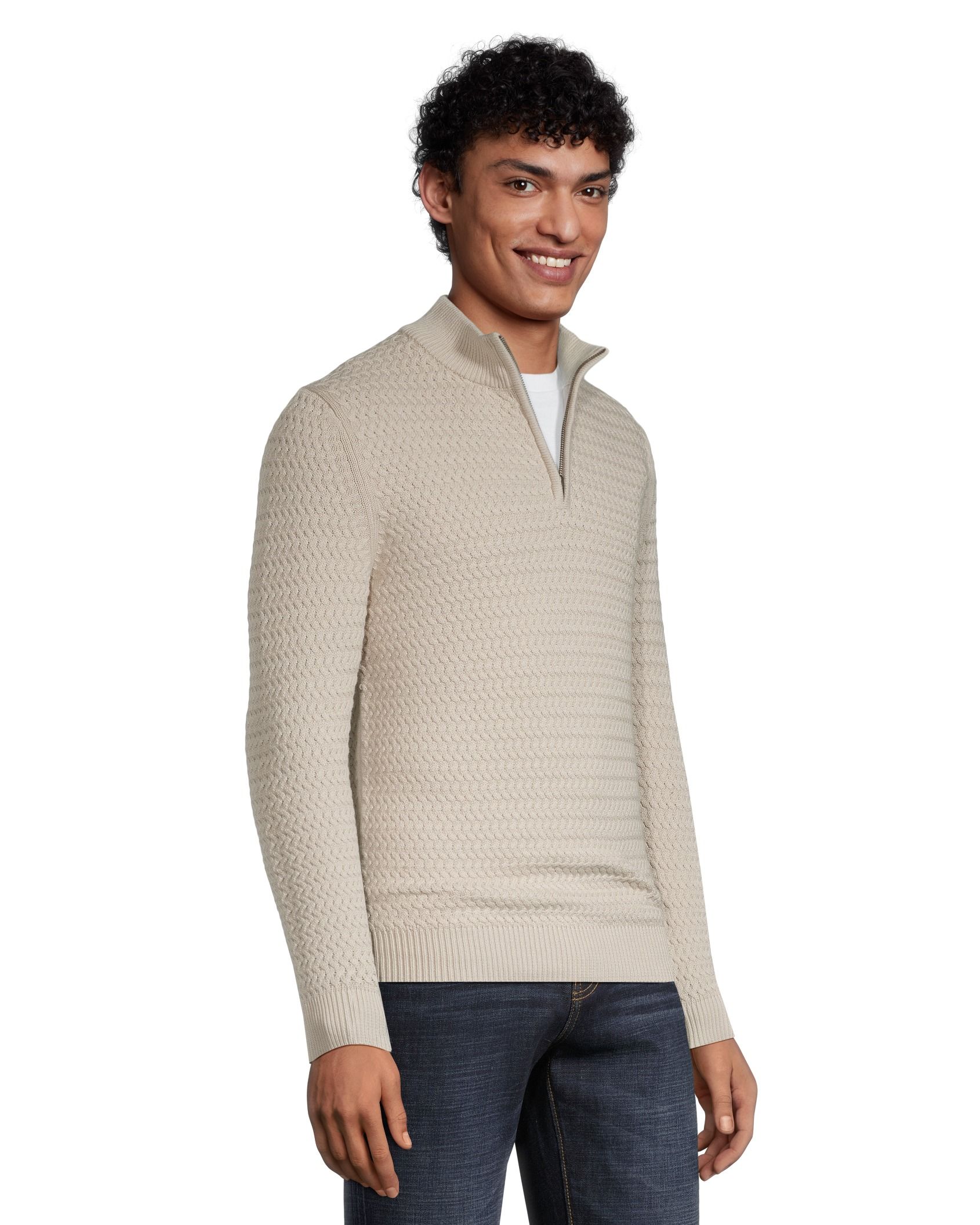 Denver Hayes Men's Rope Stitch Quarter Zip Mockneck Sweater | Marks