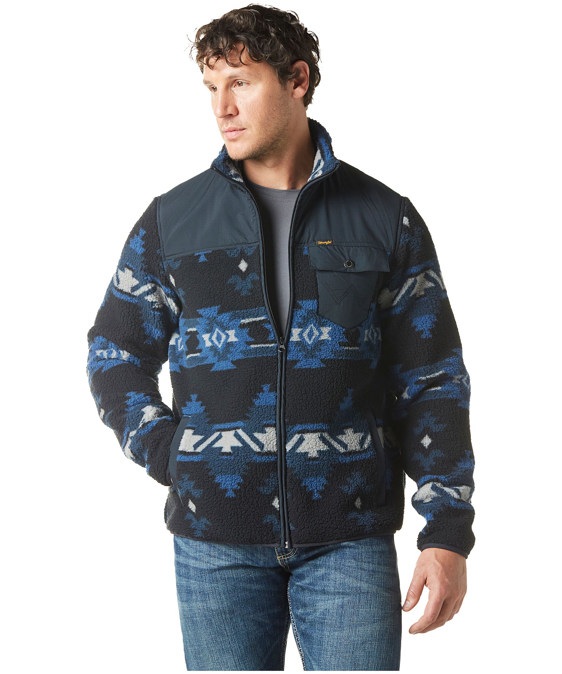 Wrangler Men's Printed Fleece Full Zip Jacket | Marks