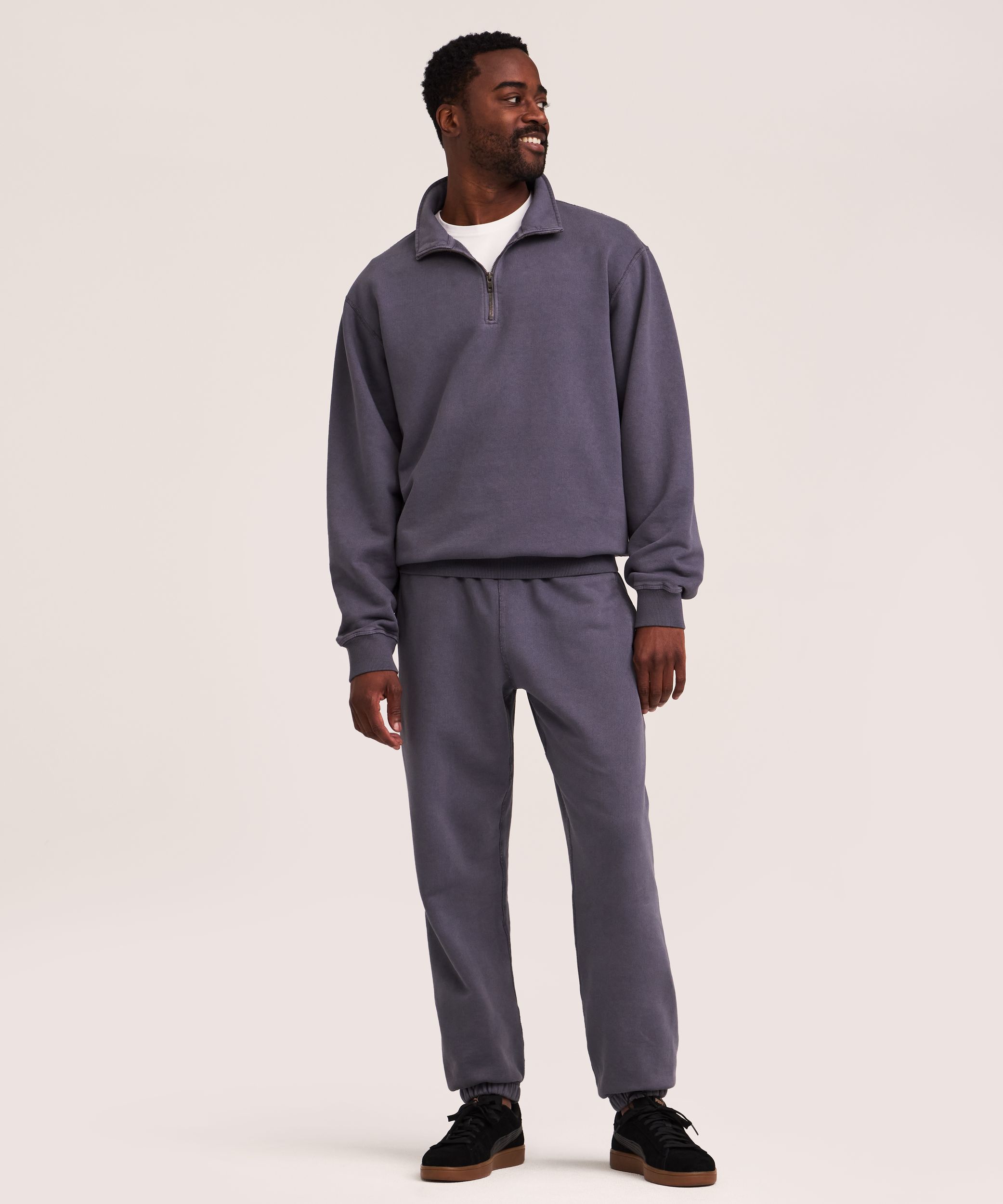 Chandail en molleton de coton original à coupe confortable avec col cheminée et fermeture éclair 1/4 pour hommes, WindRiver