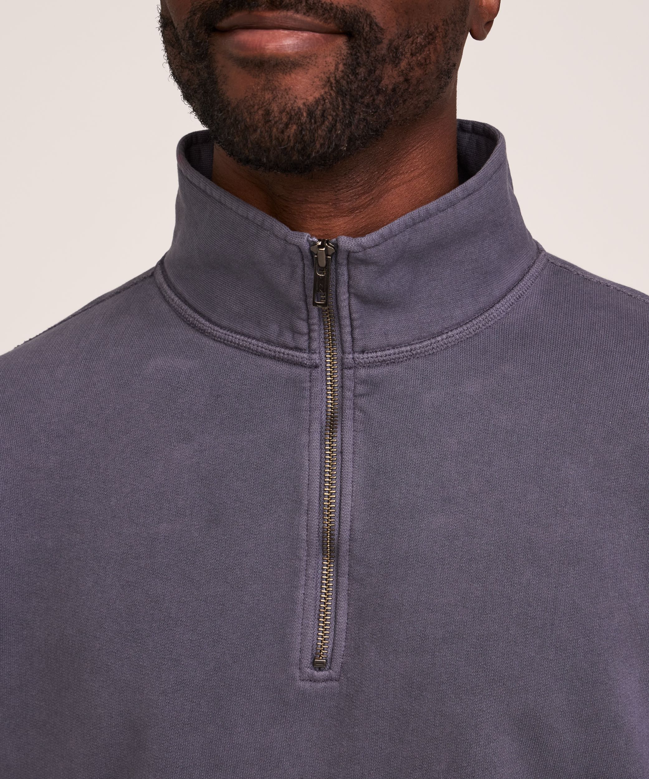 Chandail en molleton de coton original à coupe confortable avec col cheminée et fermeture éclair 1/4 pour hommes, WindRiver