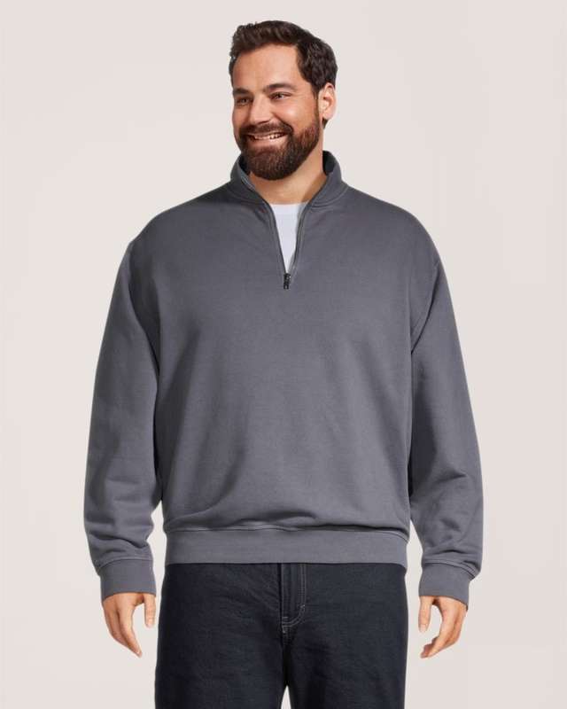 Chandail en molleton de coton original à coupe confortable avec col cheminée et fermeture éclair 1/4 pour hommes, WindRiver