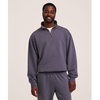 WindRiver Men's Original Fleece Quarter Zip Mock Neck Comfort Fit Cotton Sweatshirt Front_Flat