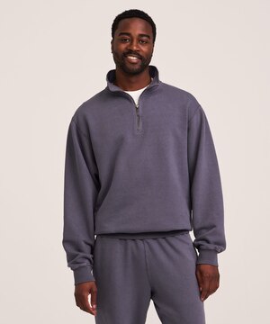 WindRiver Men's Original Fleece Quarter Zip Mock Neck Comfort Fit Cotton Sweatshirt