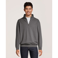 Chandail en molleton de coton original à coupe confortable avec col cheminée et fermeture éclair 1/4 pour hommes, WindRiver Front_Flat