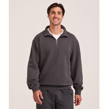 Chandail en molleton de coton original à coupe confortable avec col cheminée et fermeture éclair 1/4 pour hommes, WindRiver Front_Flat