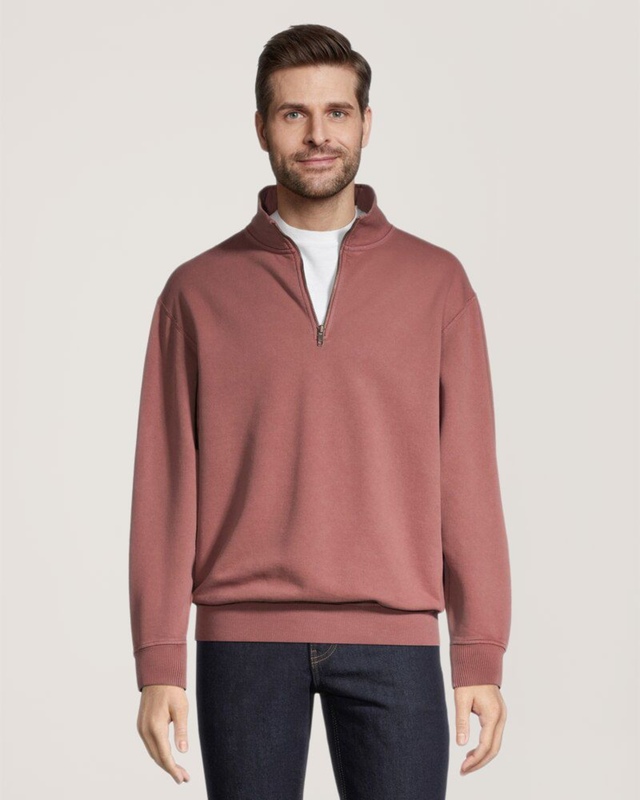 Chandail en molleton de coton original à coupe confortable avec col cheminée et fermeture éclair 1/4 pour hommes, WindRiver