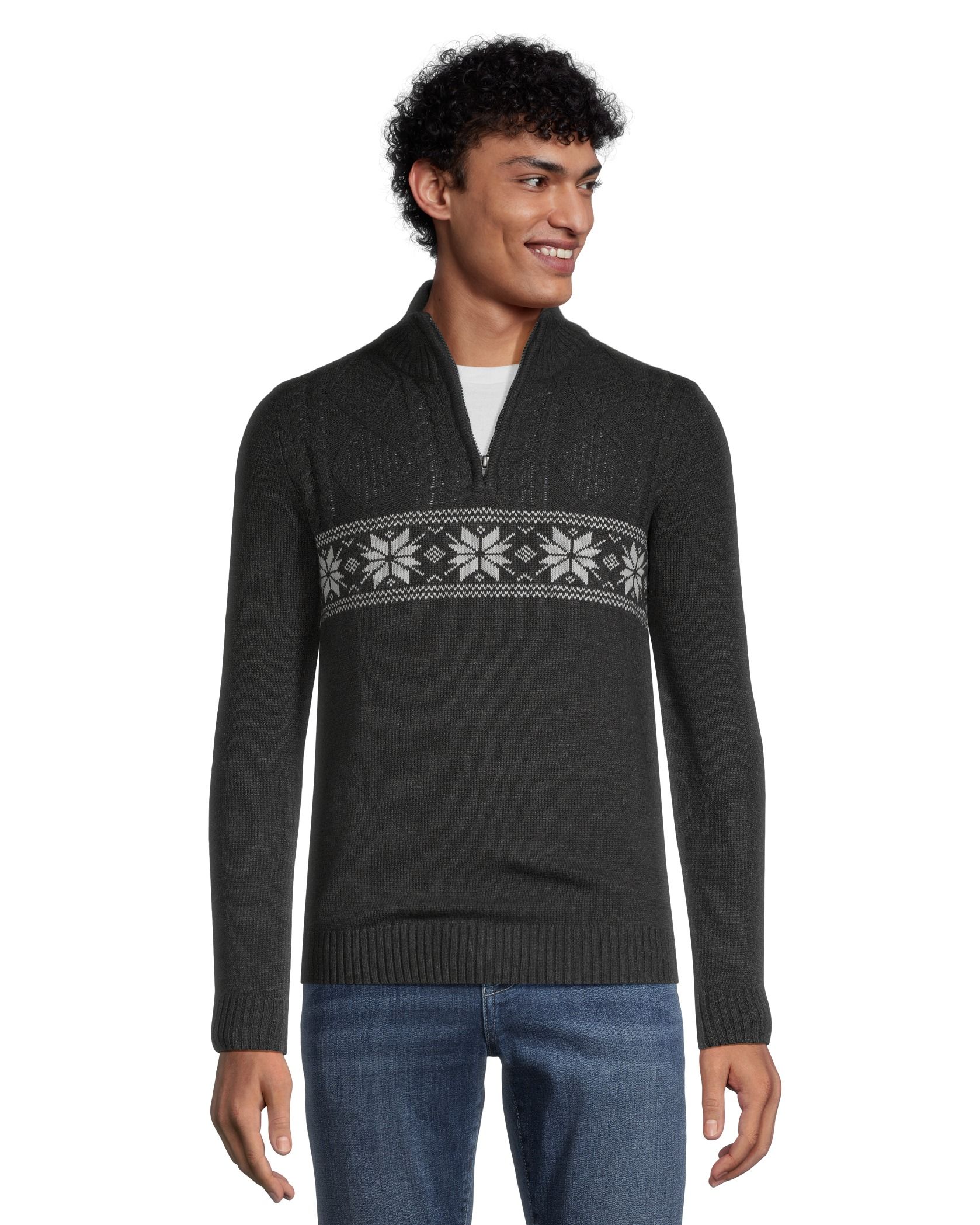 Method Men's Festive Quarter Zip Mockneck Sweater | Marks