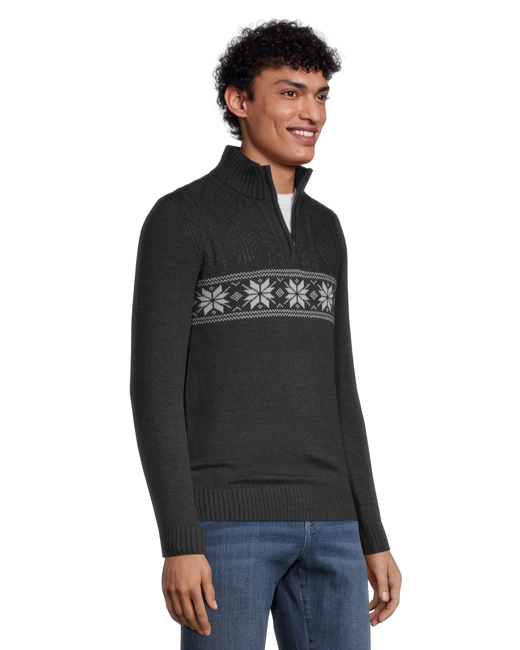 Method Men's Festive Quarter Zip Mockneck Sweater  Marks