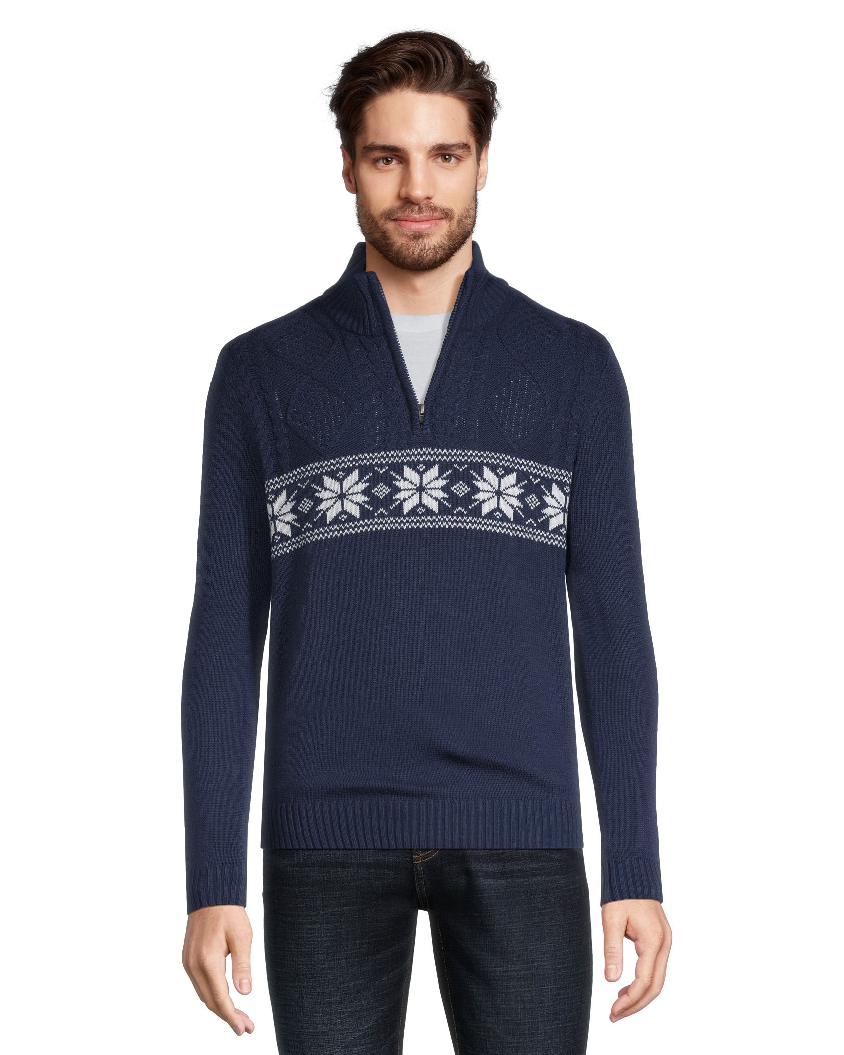 Method Men's Festive Quarter Zip Mockneck Sweater | Marks