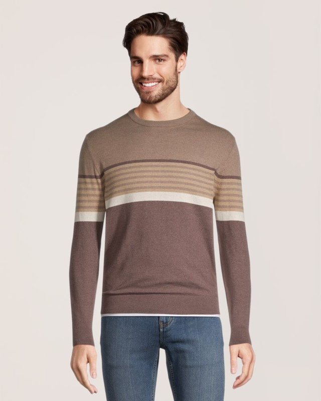 Chandail à encolure ras du cou en points de jersey de coton doux pour hommes, Denver Hayes