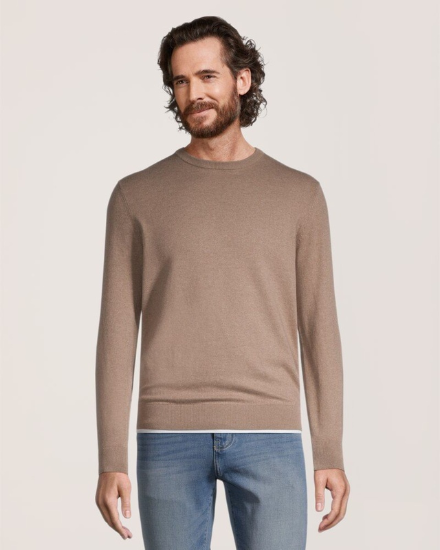 Chandail à encolure ras du cou en points de jersey de coton doux pour hommes, Denver Hayes