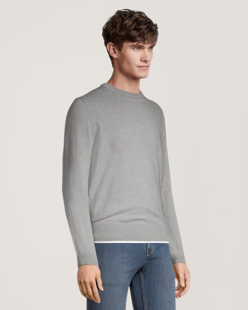 Chandail à encolure ras du cou en points de jersey de coton doux pour hommes, Denver Hayes