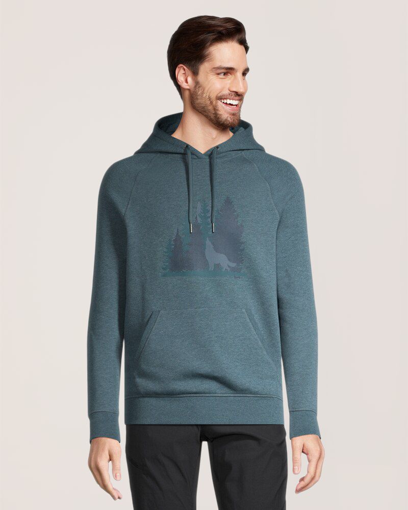 WindRiver Men's Wolf Graphic Fleece Hoodie