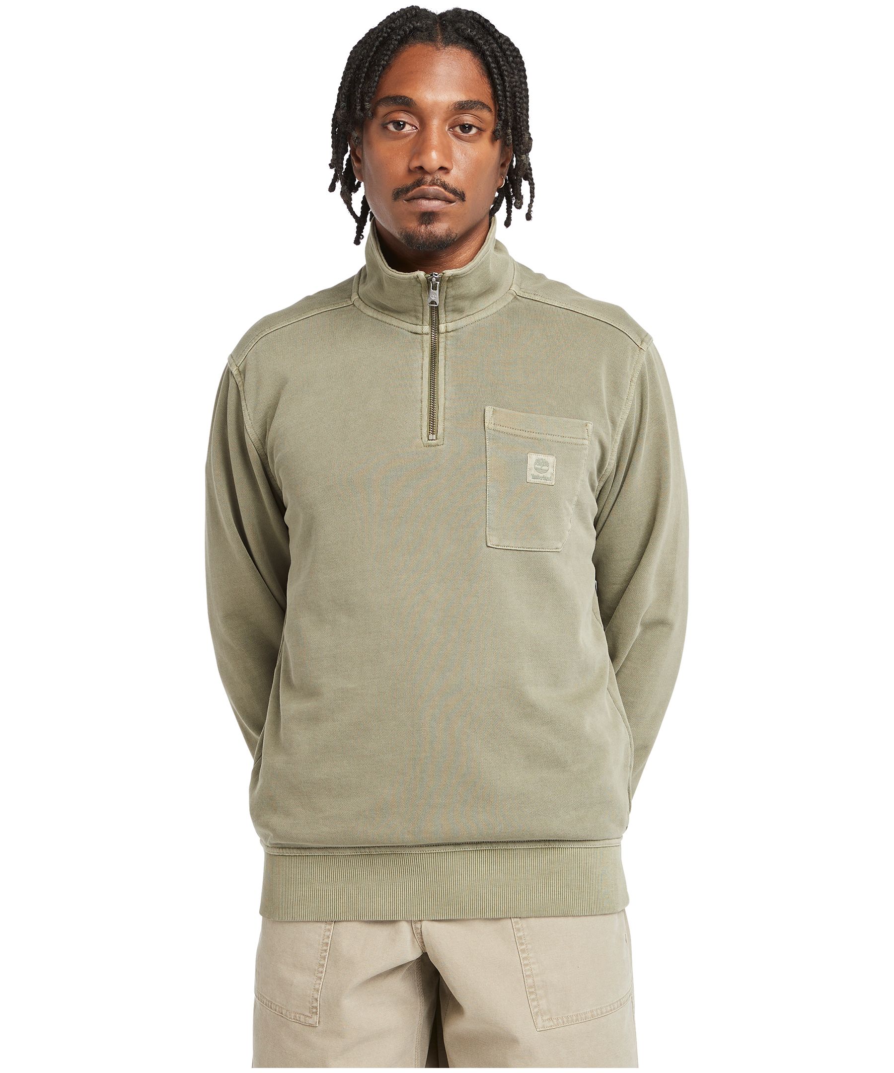 Timberland Men s Quarter Zip Garment Dye Fleece Sweatshirt Marks