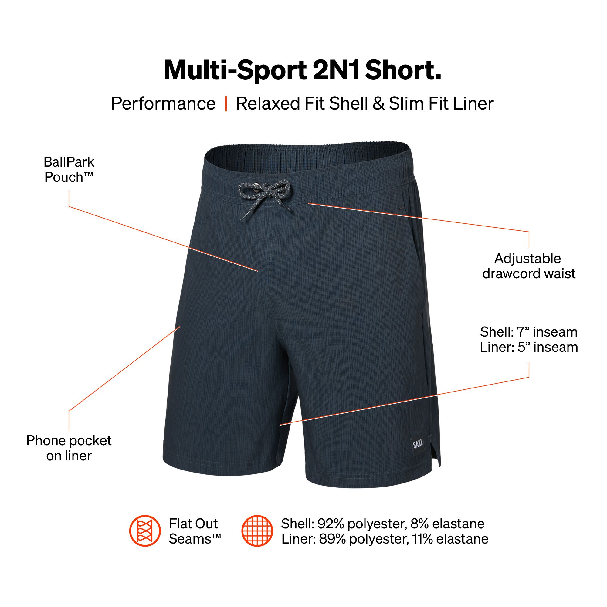 SAXX Men's Multi Sport 2N1 Shorts