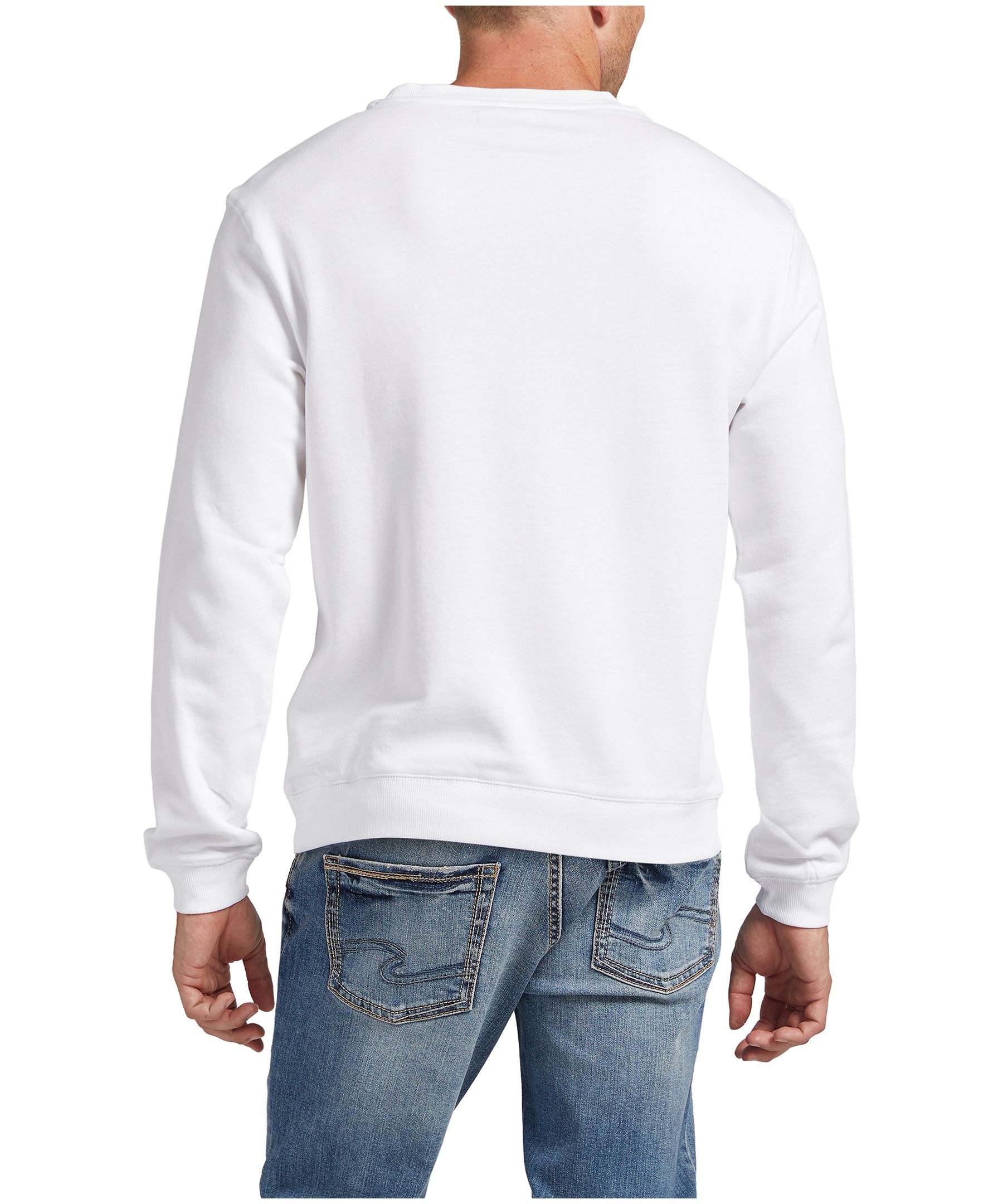 Chandail en molleton de coton à col ras du cou avec logo pour hommes, Silver