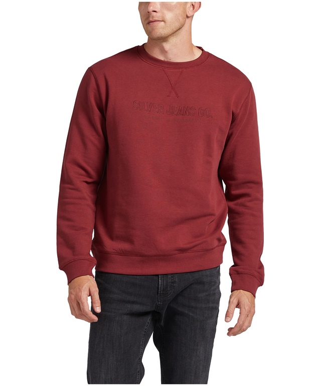 Silver Men's Cotton Fleece Logo Crewneck Sweatshirt