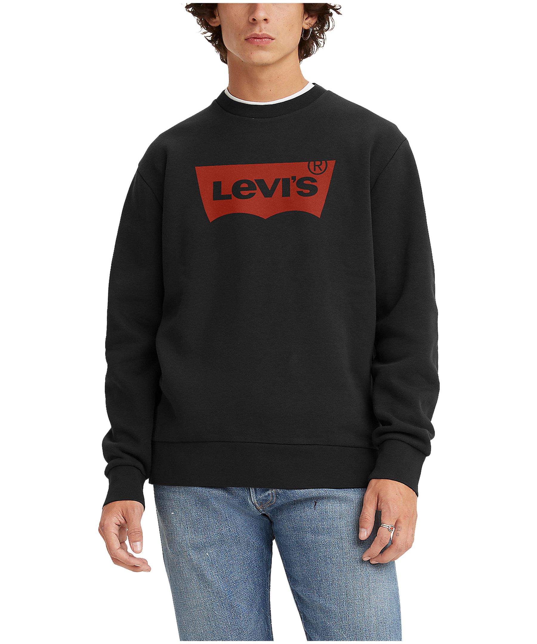 Chandail en molleton à col ras du cou et coupe standard avec logo ailes de chauve-souris pour hommes, Levi's