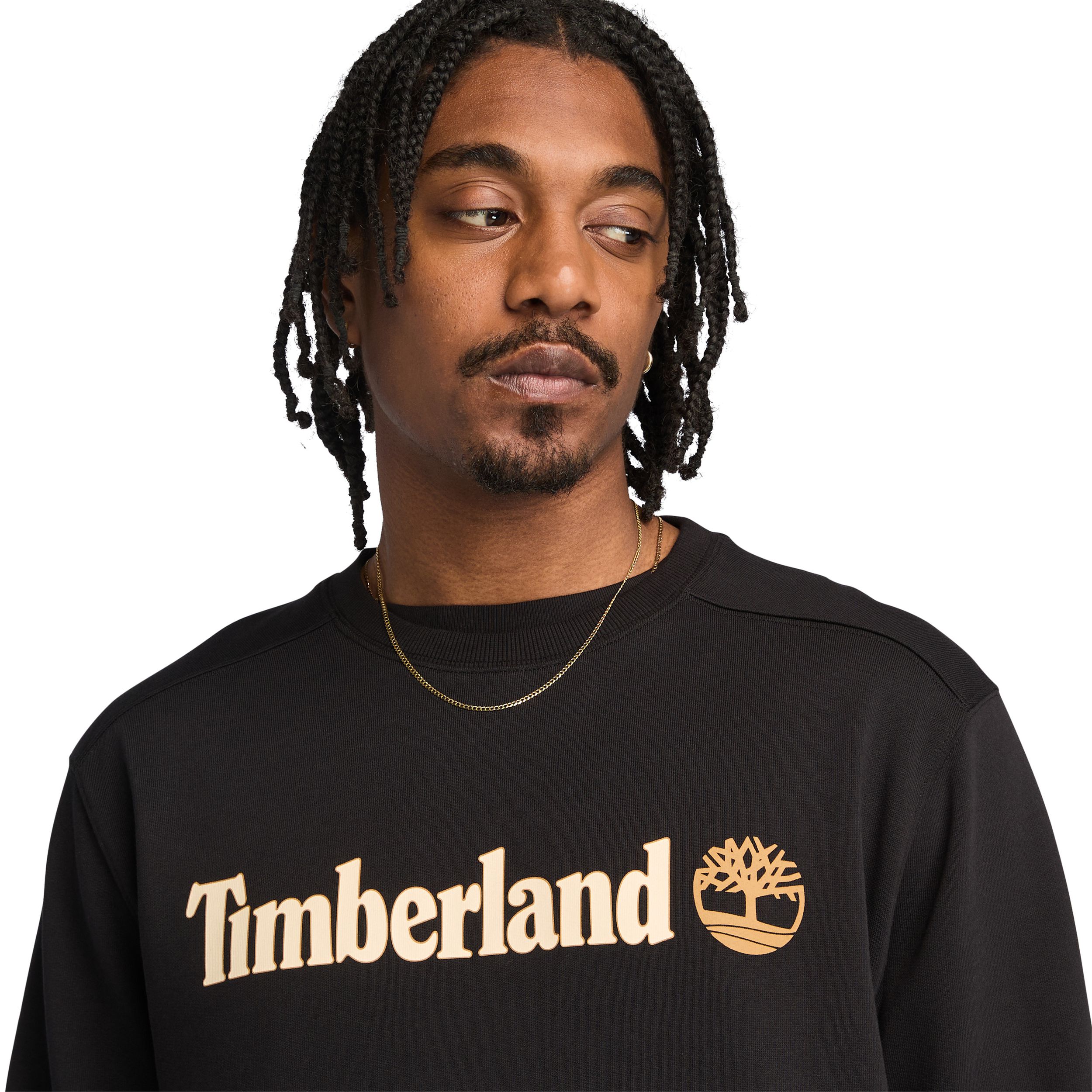 Timberland Men's Linear Logo Crewneck Fleece Sweatshirt