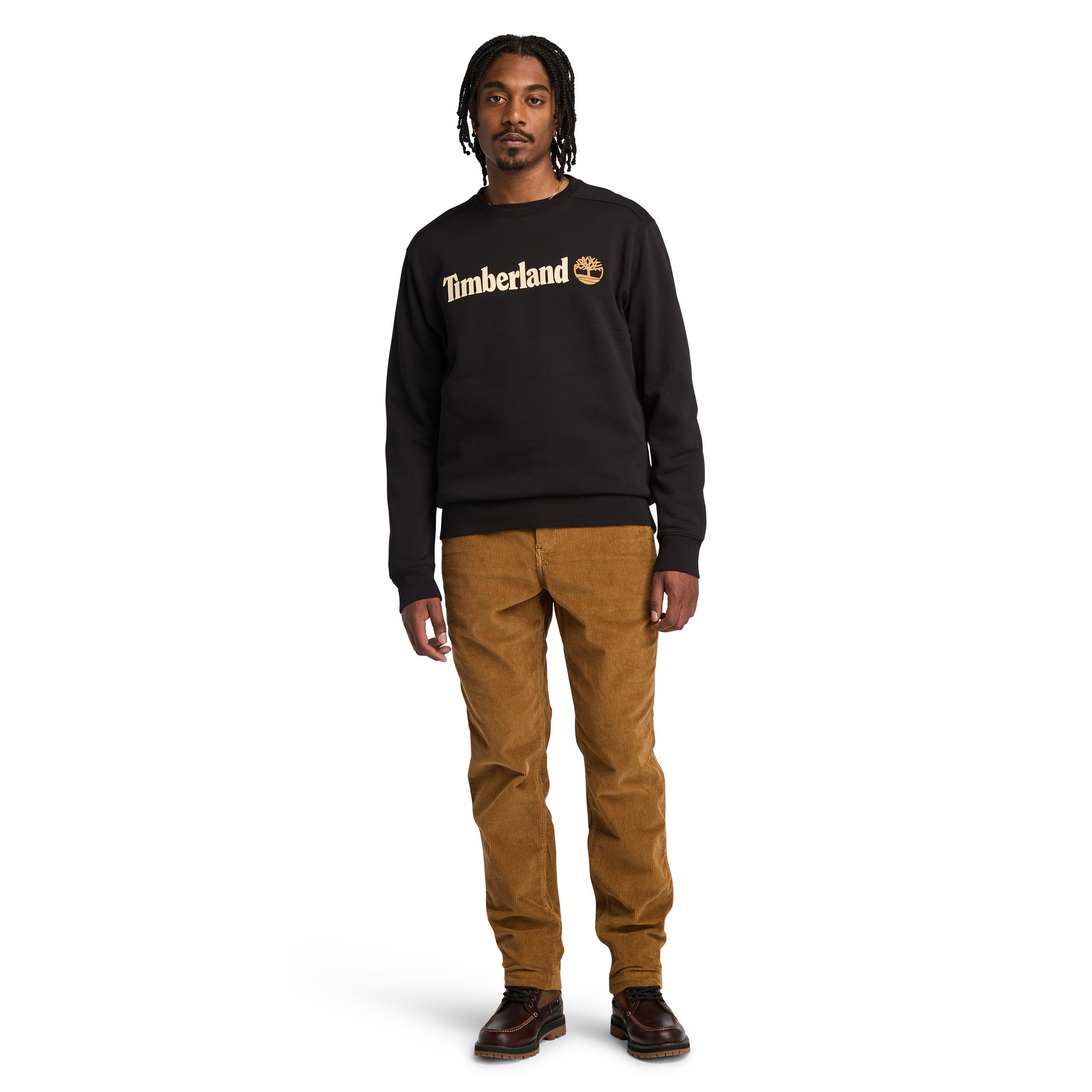 Timberland Men's Linear Logo Crewneck Fleece Sweatshirt