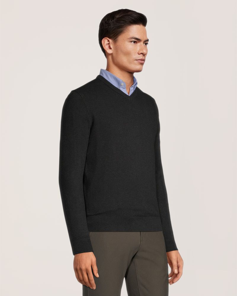 Denver Hayes Men's Soft Cotton V-Neck Sweater