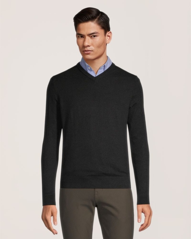 Denver Hayes Men's Soft Cotton V-Neck Sweater