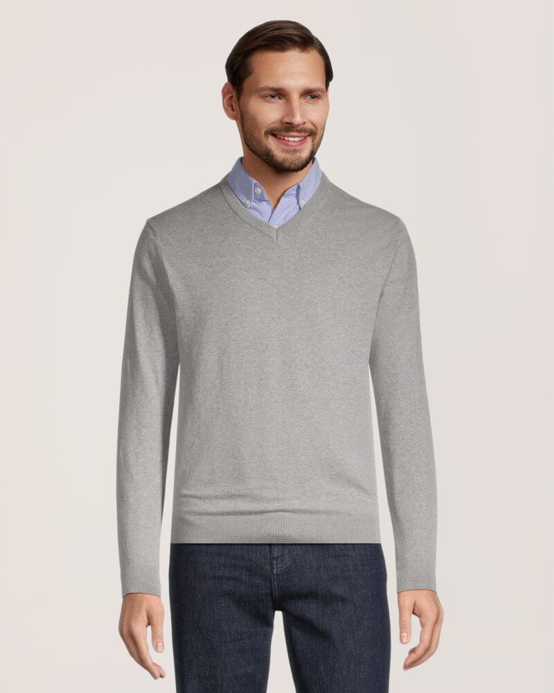 Denver Hayes Men's Soft Cotton V-Neck Sweater
