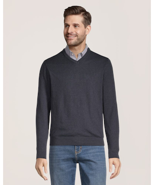 Denver Hayes Men's Soft Cotton V-Neck Sweater