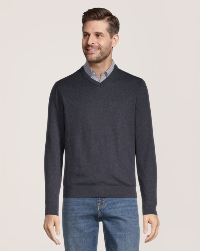 Denver Hayes Men's Soft Cotton V-Neck Sweater