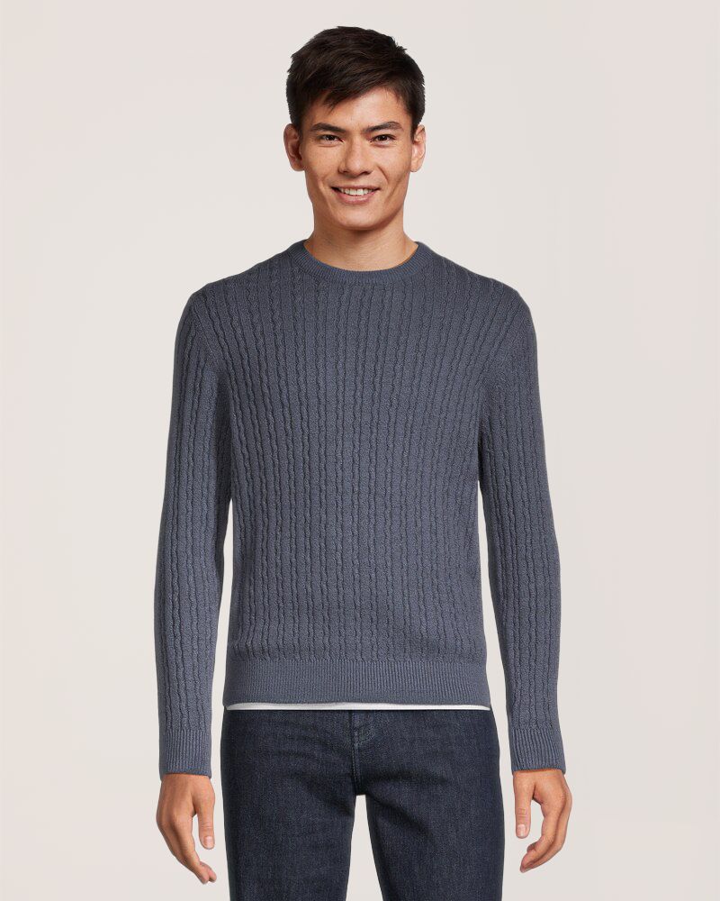 Denver Hayes Men's Lofty Cable Crewneck Sweater