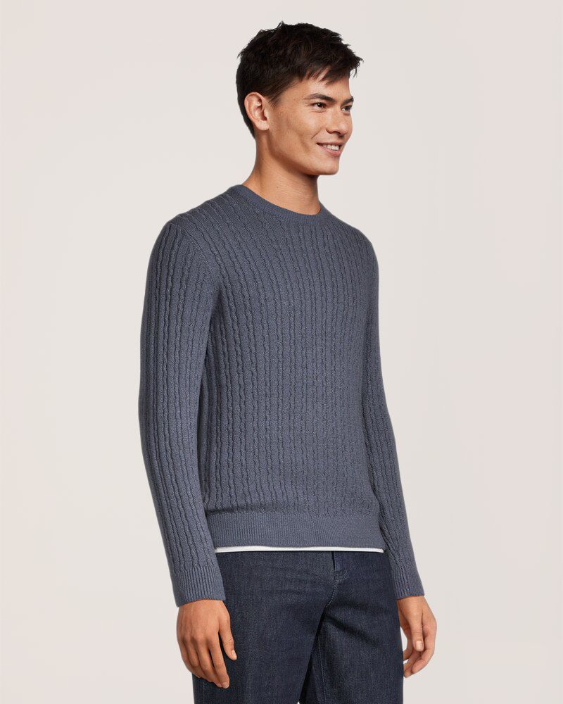 Denver Hayes Men's Lofty Cable Crewneck Sweater
