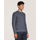 Denver Hayes Men's Lofty Cable Crewneck Sweater Front_Three_Fourths_Angled_Right