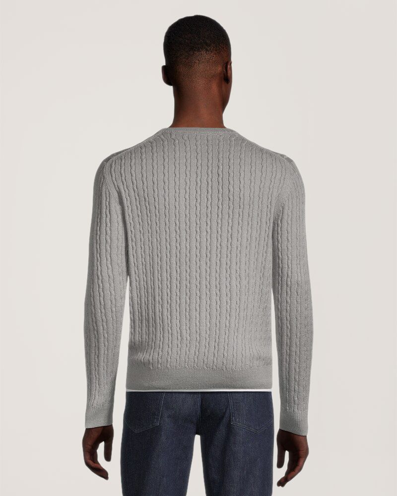 Chandail à col ras du cou à maille torsadée gonflante pour hommes, Denver Hayes