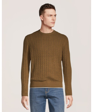 Denver Hayes Men's Lofty Cable Crewneck Sweater
