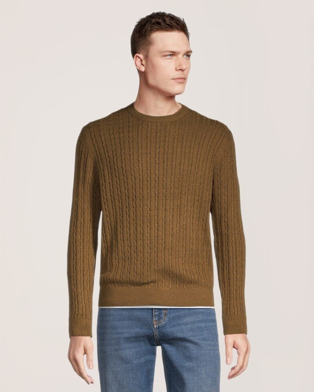 Denver Hayes Men's Lofty Cable Crewneck Sweater