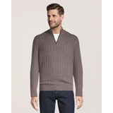 Denver Hayes Men's Lofty Cable Quarter Zip Mock Neck Sweater Front_Flat
