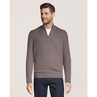 Denver Hayes Men's Lofty Cable Quarter Zip Mock Neck Sweater Front_Flat