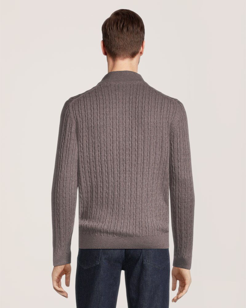 Denver Hayes Men's Lofty Cable Quarter Zip Mock Neck Sweater