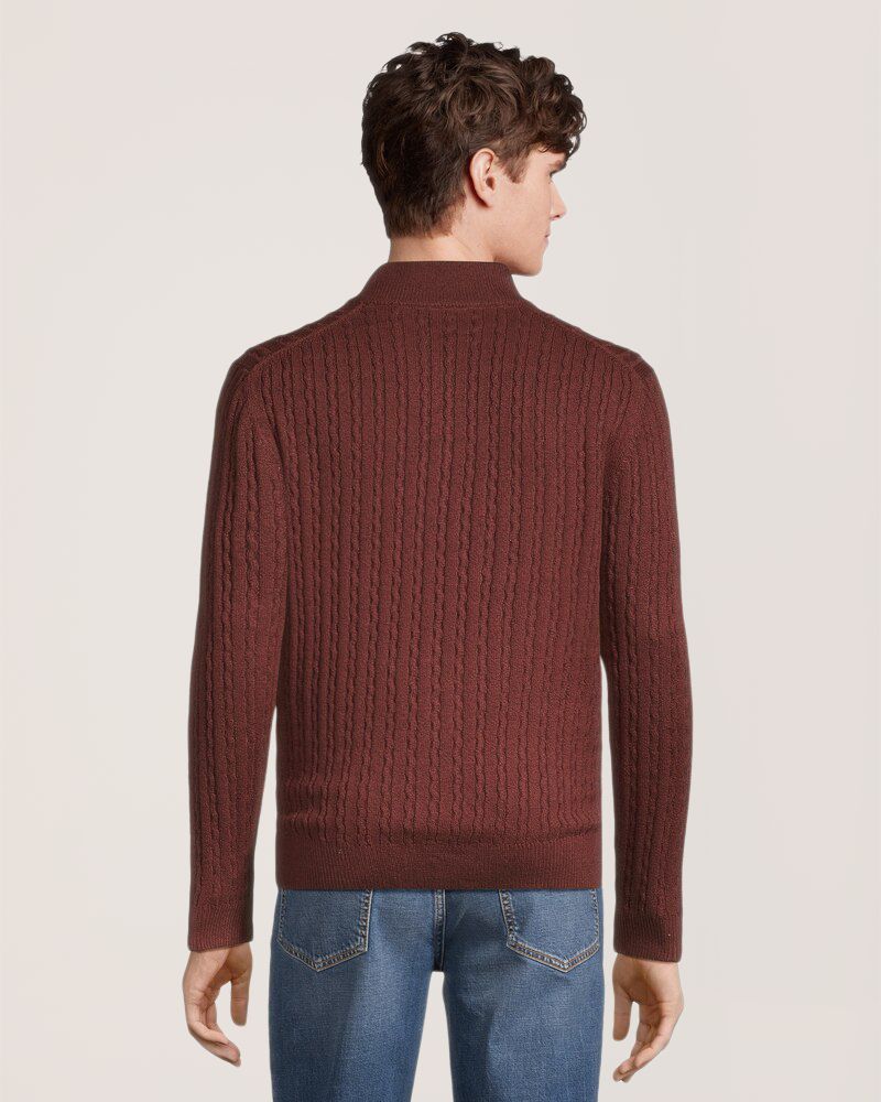 Denver Hayes Men's Lofty Cable Quarter Zip Mock Neck Sweater