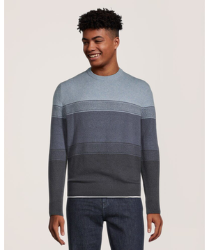 Denver Hayes Men's Lofty Ombre Stripe Crewneck Sweater