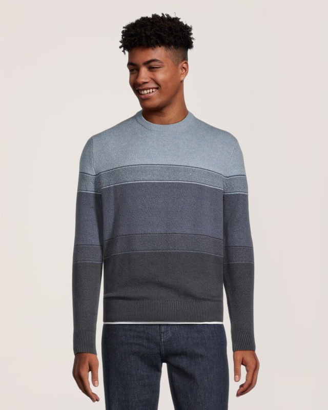 Denver Hayes Men's Lofty Ombre Stripe Crewneck Sweater