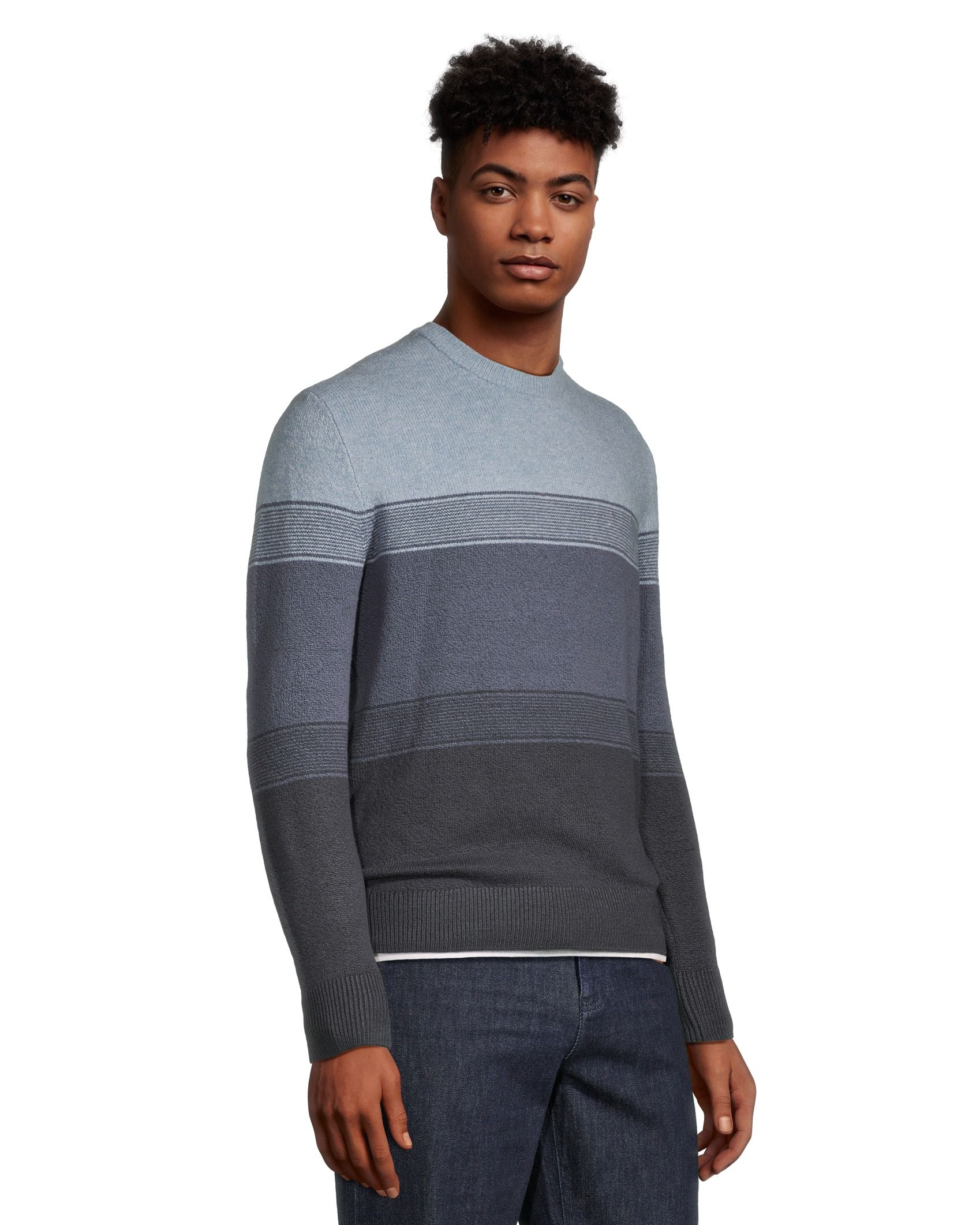 Denver Hayes Men s Lofty Ombre Stripe Crewneck Sweater Marks