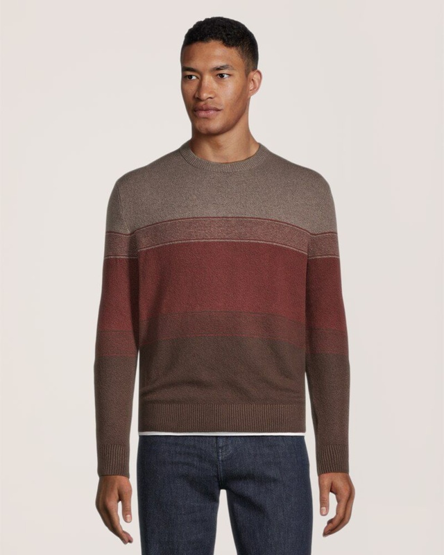 Denver Hayes Men's Lofty Ombre Stripe Crewneck Sweater