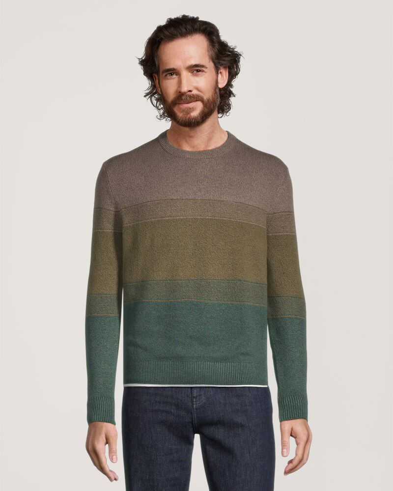 Denver Hayes Men's Lofty Ombre Stripe Crewneck Sweater